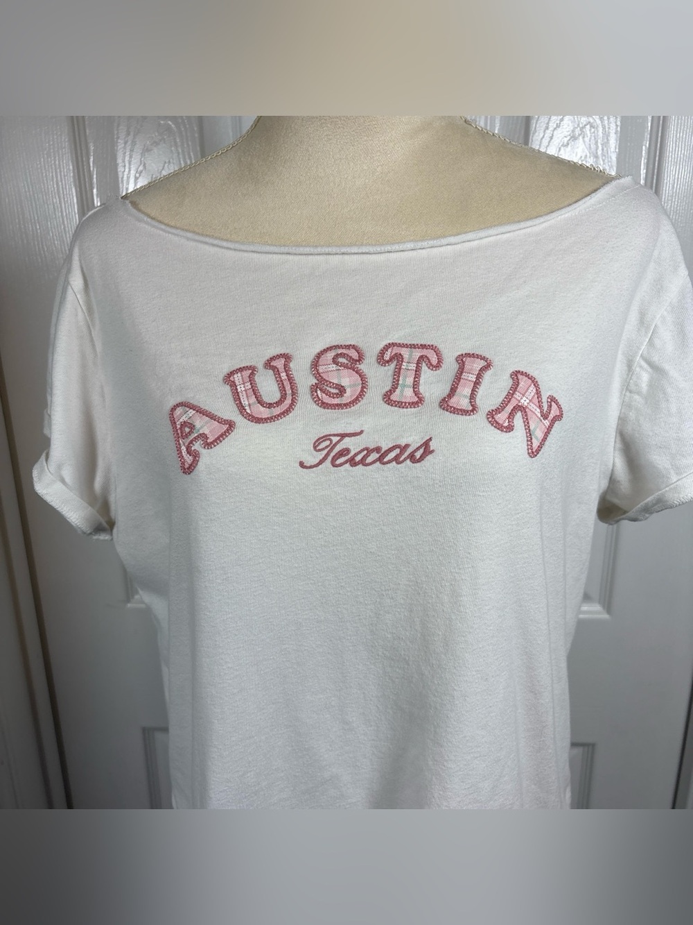 Aeropostale White Short-Sleeve Tee with Pink Austin Logo